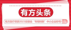 有方頭條 | 有方醫(yī)療榮獲2023年度安徽省“專精特新”中小企業(yè)稱號！